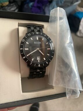 Bulova Accutron 2 Black Men's Stainless Steel Watch with Date Window New in Box